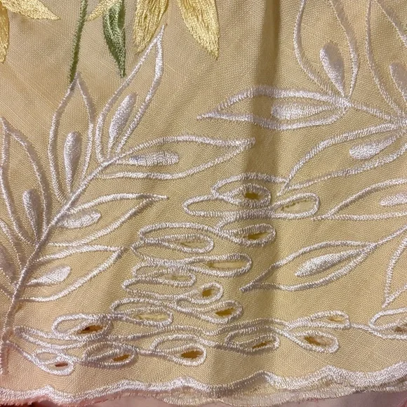 Sue Wong Vintage Yellow and Green Embroidered Midi Dress - Picture 10 of 10